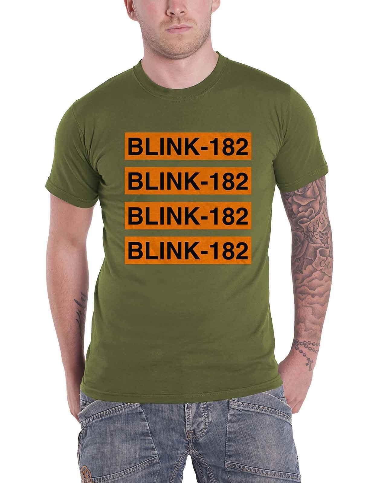 винтажная летняя футболка модная стильная хлопковая футболка y2k с короткими рукавами стильная роскошная мужская футболка с графическим п Футболка с повторяющимся логотипом Blink 182, зеленый