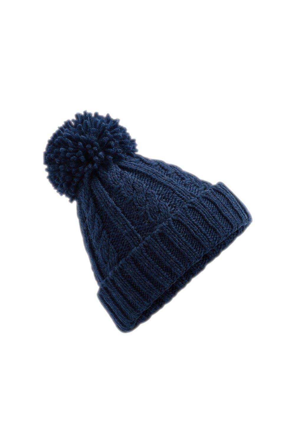 Меланжевая шапка косой вязки Beechfield, темно-синий lutrella термолента для хвойников n 11