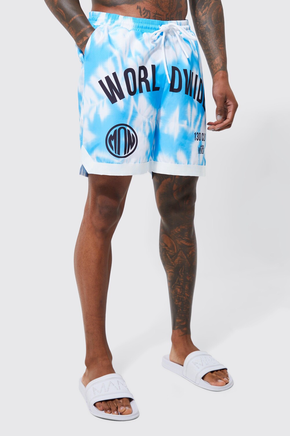 

Баскетбольные шорты для плавания mid worldwide tie dye Boohoo, синий