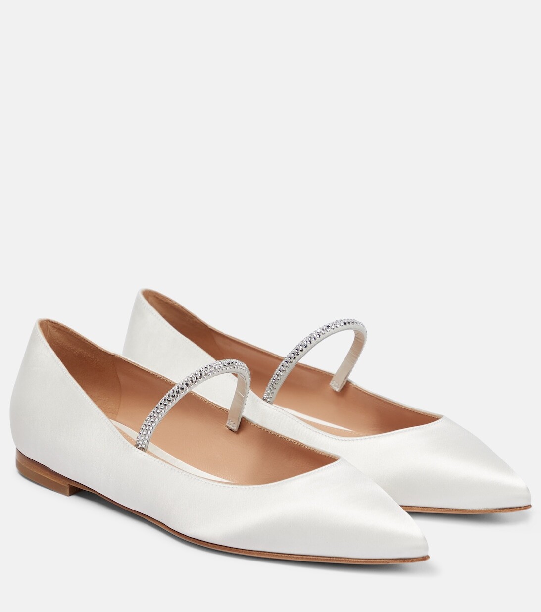 

Атласные балетки с кристаллами Gianvito Rossi, белый