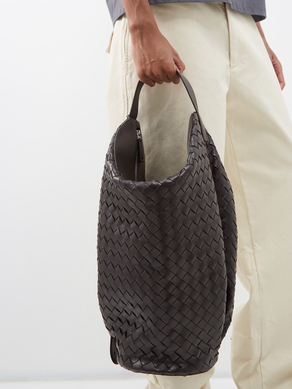 

Кожаная сумка через плечо hop intrecciato Bottega Veneta, коричневый