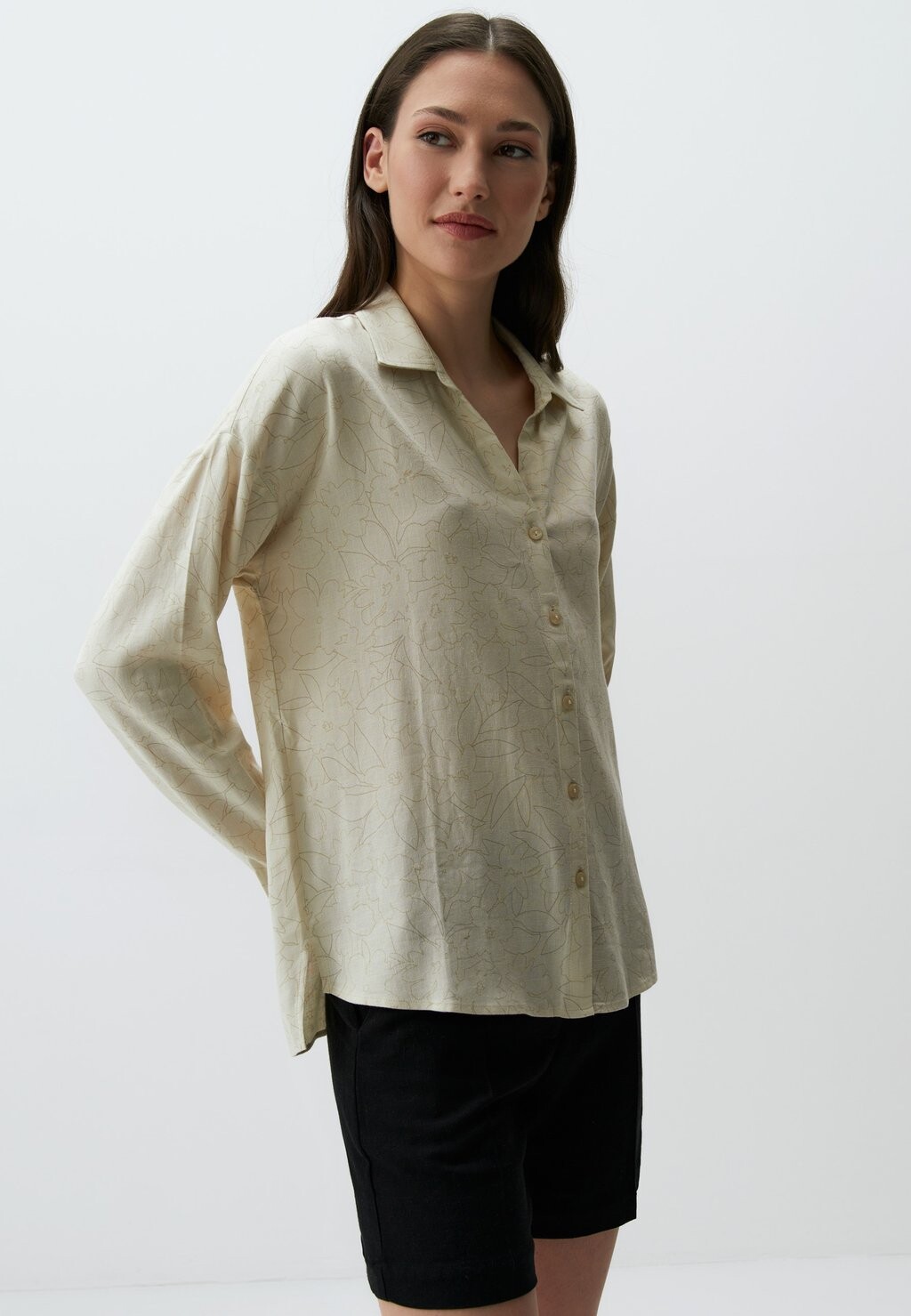 

Блузка на пуговицах FLORAL PATTERNED LONG SLEEVE Jimmy Key, бежевый