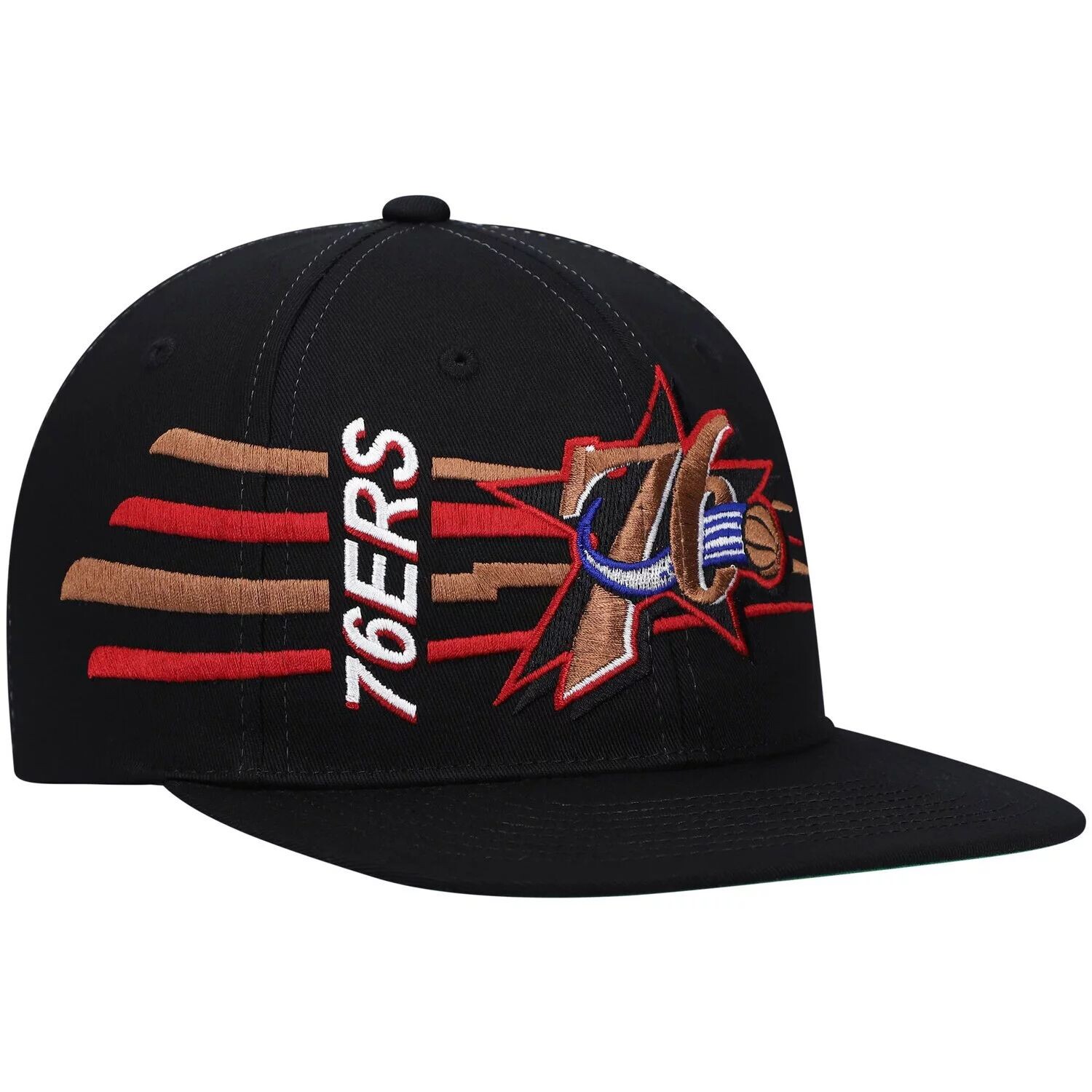 

Мужская черная кепка Mitchell & Ness Philadelphia 76ers из твердой древесины в стиле ретро Bolt Deadstock Snapback