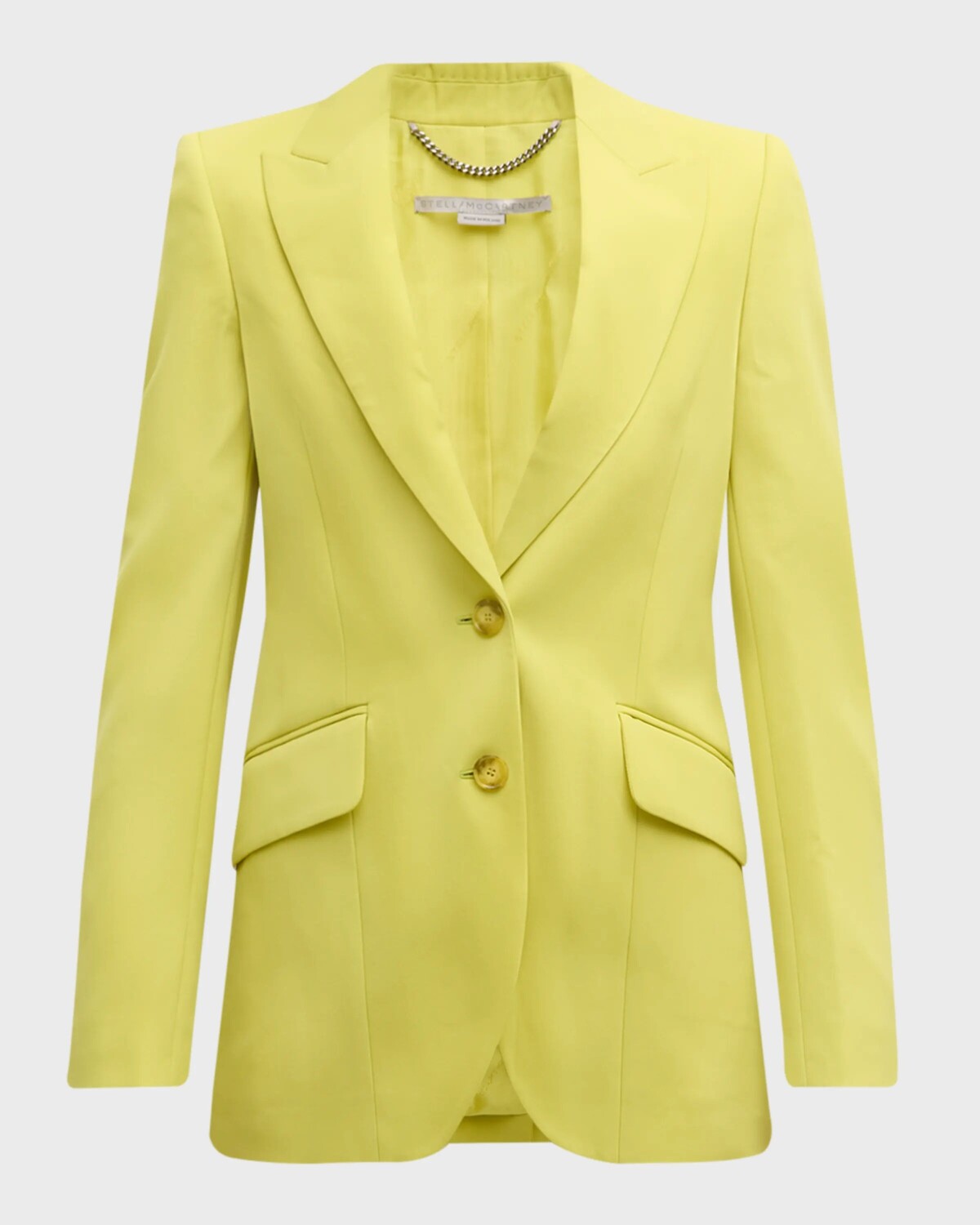 

Однобортный приталенный пиджак из смесовой шерсти Stella Mccartney, цвет Acid Yellow
