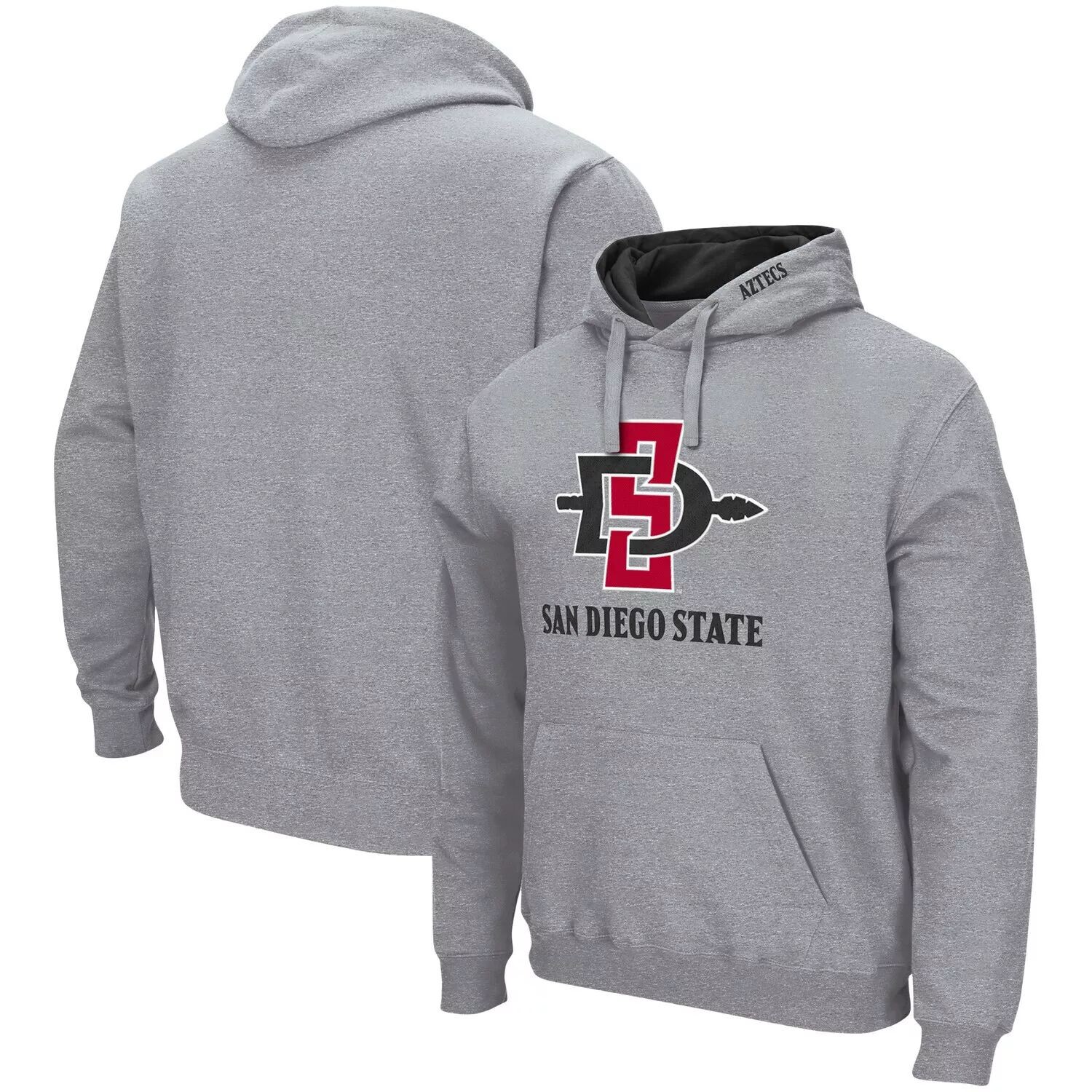 

Мужской пуловер с капюшоном Colosseum Heathered Grey San Diego State Aztecs Arch и Logo