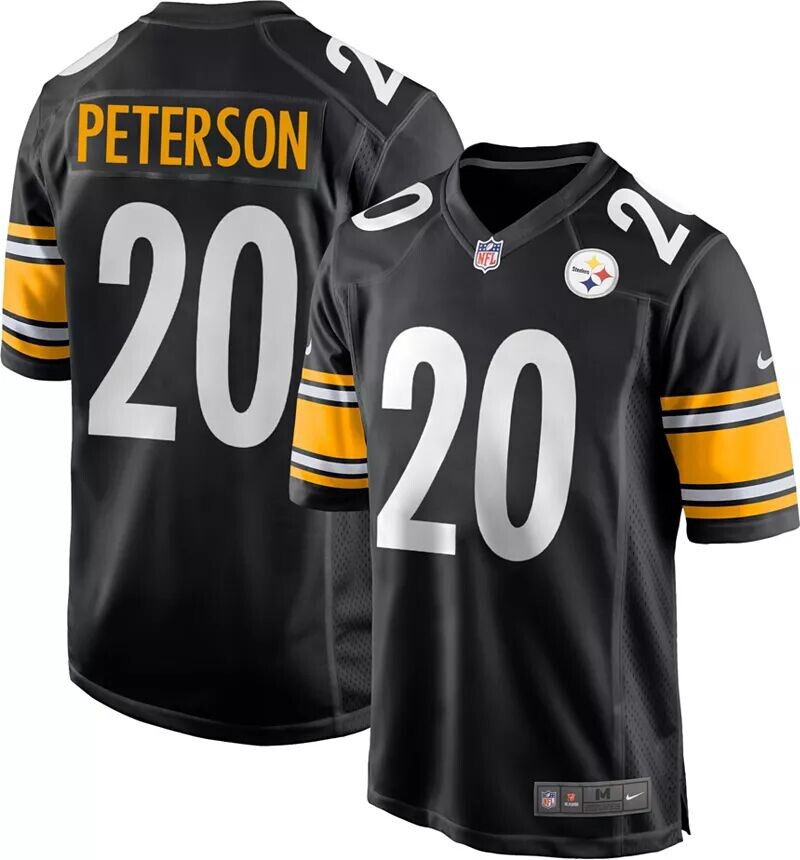 

Мужская черная игровая майка Nike Pittsburgh Steelers Патрик Петерсон № 20