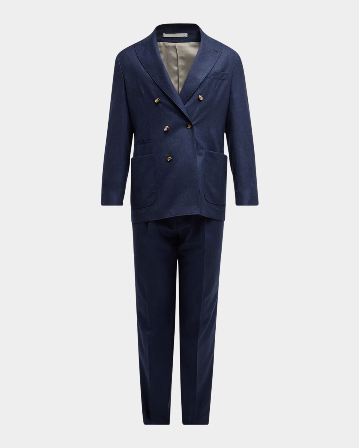 

Мужской двубортный фланелевой костюм Brunello Cucinelli, цвет Blue Marina