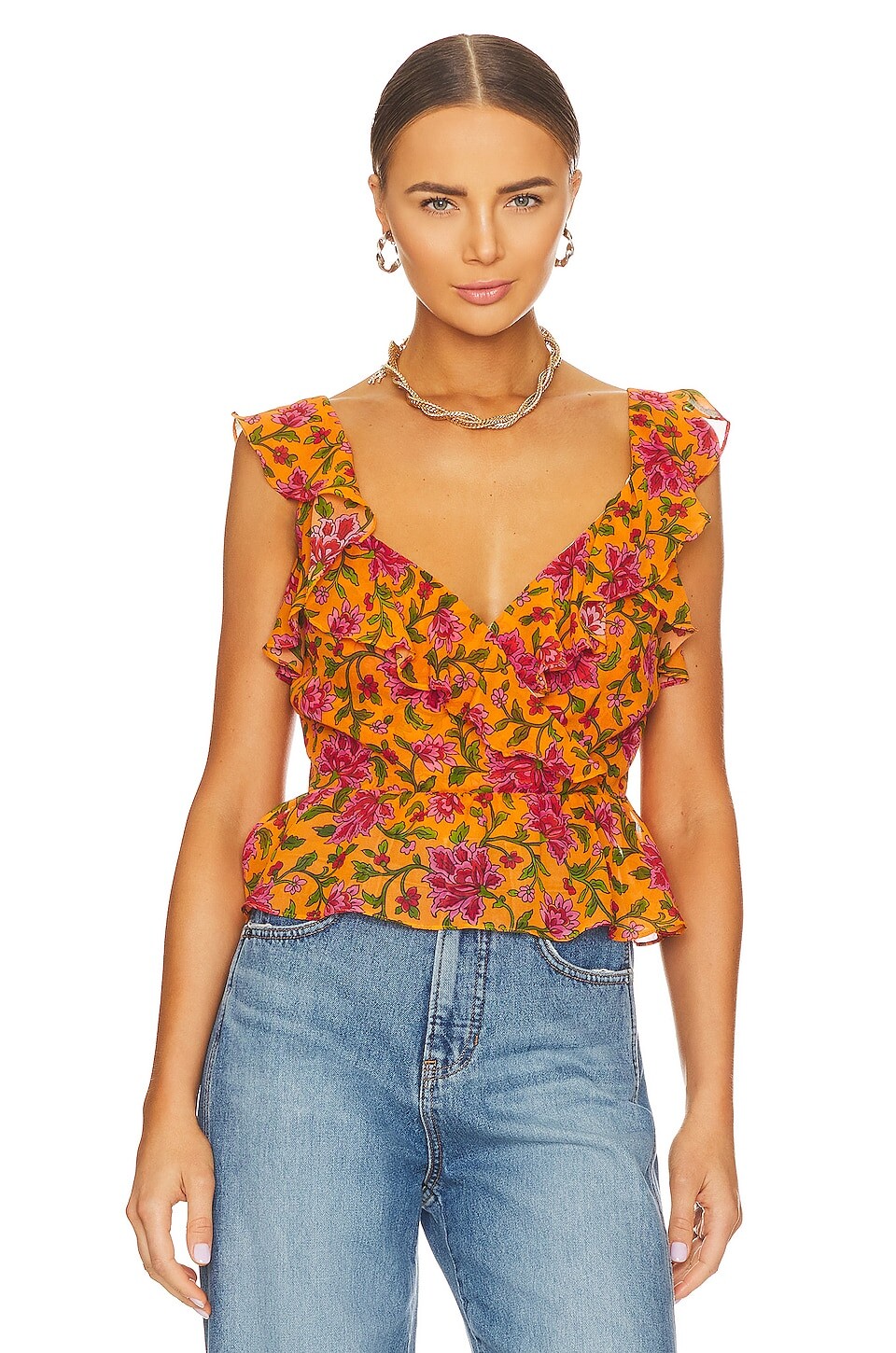 

Топ Veronica Beard Randa, цвет Hot Orange Multi