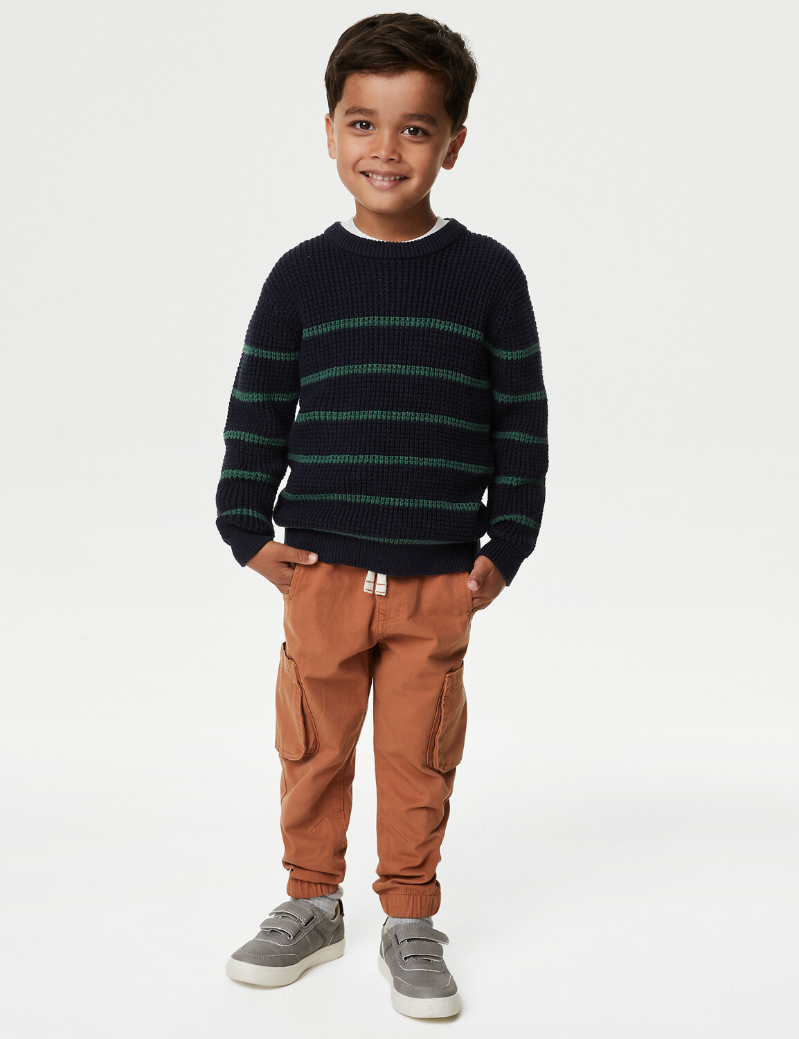 

Трикотажный джемпер в полоску из чистого хлопка (2–8 лет) Marks & Spencer
