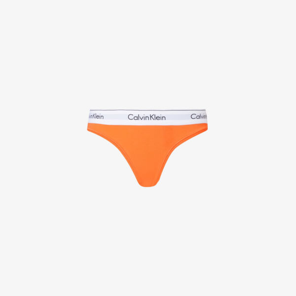 

Трусики из смесового хлопка с современным вышитым логотипом Calvin Klein, синий