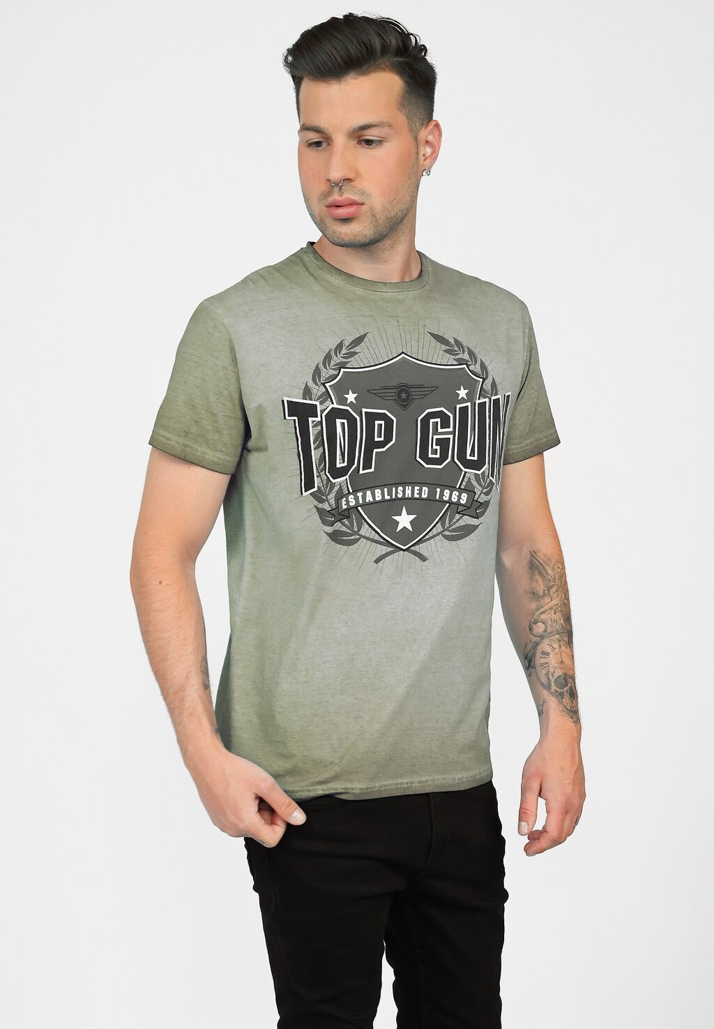 

Футболка с принтом TOP GUN, оливковый, Зеленый