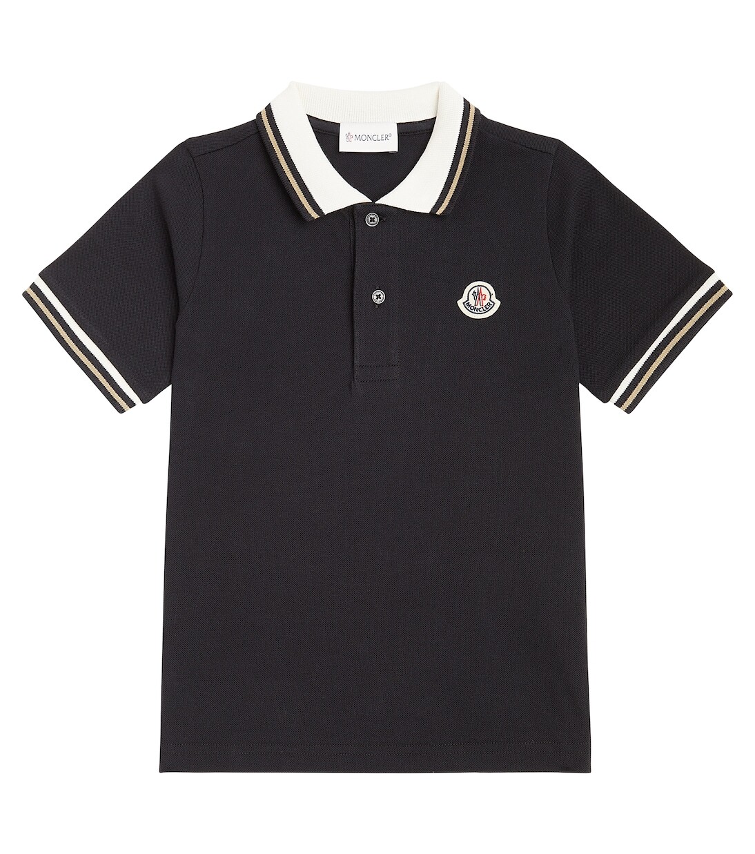 

Хлопковая рубашка-поло Moncler Enfant, черный