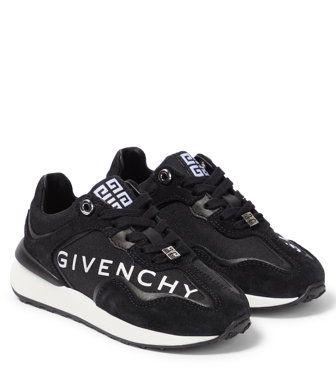 

Кроссовки из кожи, замши и парусины с логотипом Givenchy Kids, разноцветный