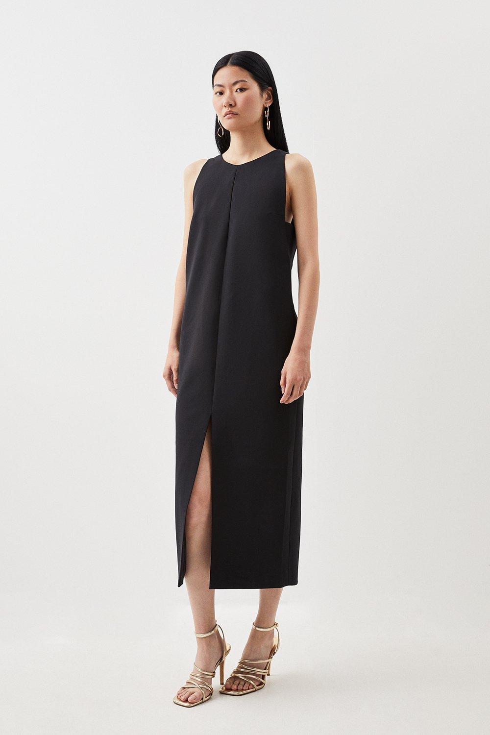 Компактное эластичное чистое платье миди без рукавов Karen Millen, черный платье твое лаконичное 42 размер