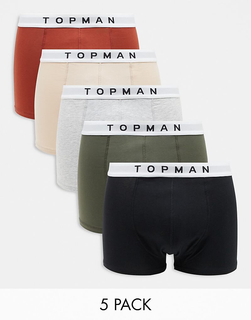

Набор из 5 трусов Topman каменного, хаки, красного, черного и вересково-серого цветов