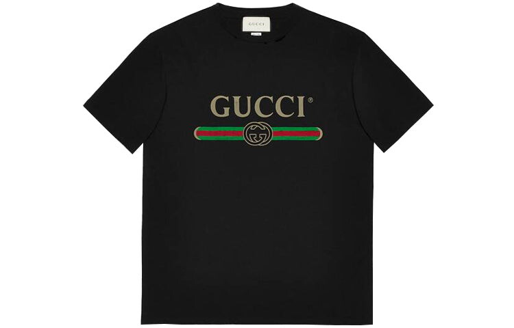 

Футболка GUCCI оверсайз из хлопкового джерси с логотипом, черный
