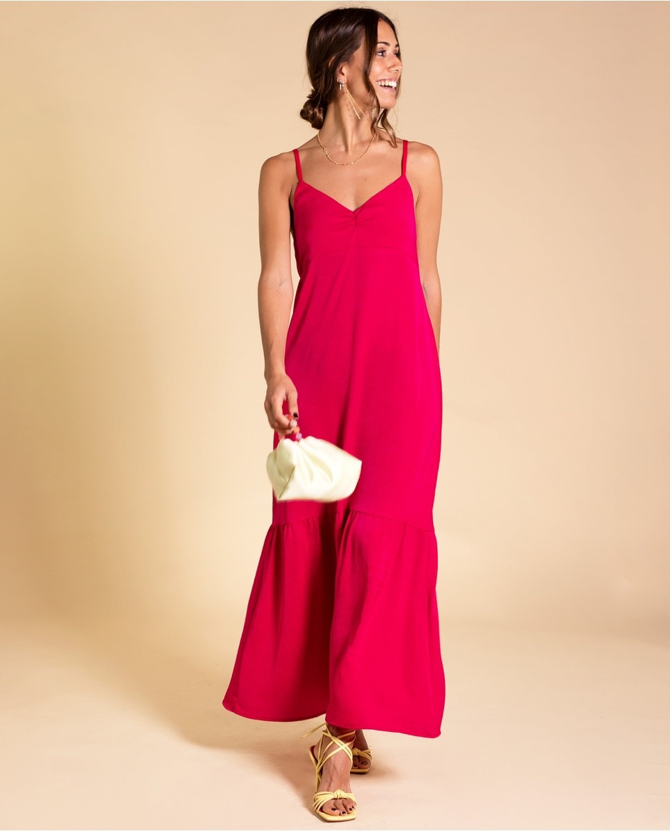 Длинное атласное платье с рюшами The-Are, красный женское пляжное платье с v образным вырезом длинная юбка свободного покроя с цветами