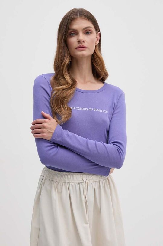 

Хлопковая рубашка с длинным рукавом United Colors of Benetton, фиолетовый