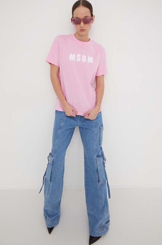 

Хлопковая футболка MSGM, розовый