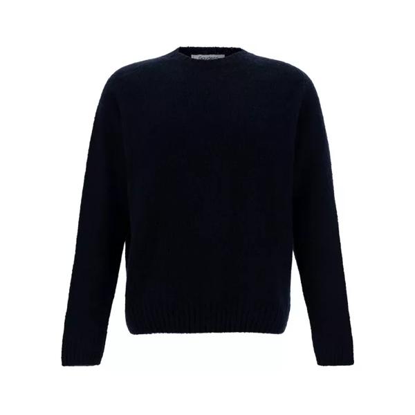 Свитер crewneck sweater with ribbed trims in alpaca Gaudenzi, синий