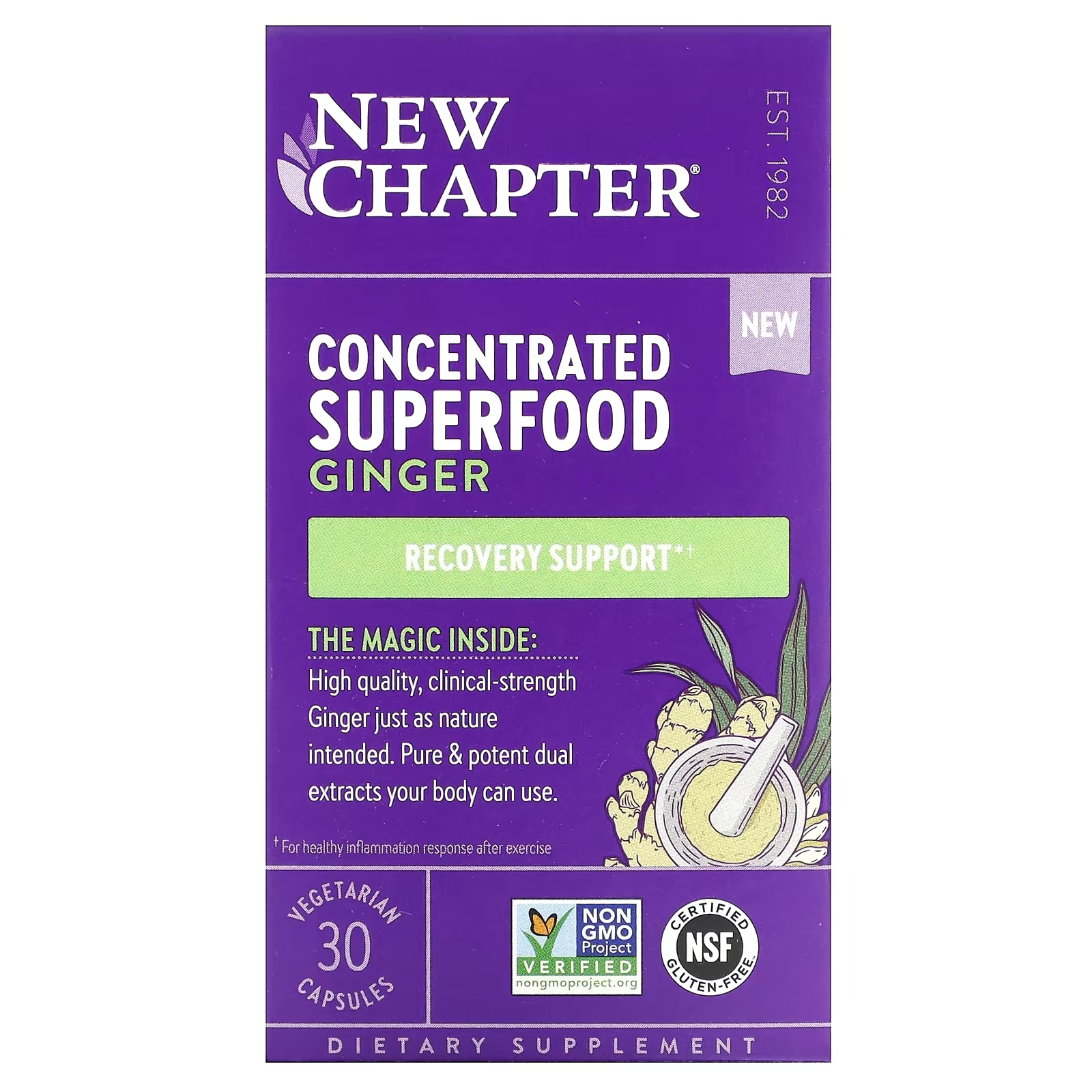 Концентрированный суперфуд New Chapter с имбирем, 30 вегетарианских капсул new chapter holistic nerve health 30 капсул