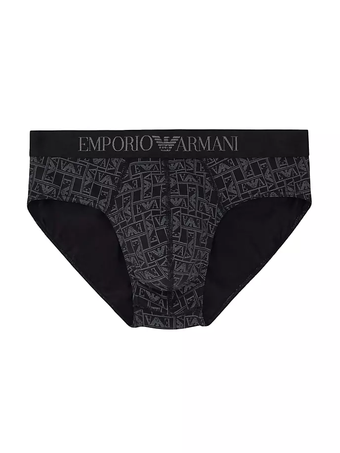 

Трусы с принтом логотипа Emporio Armani, черный