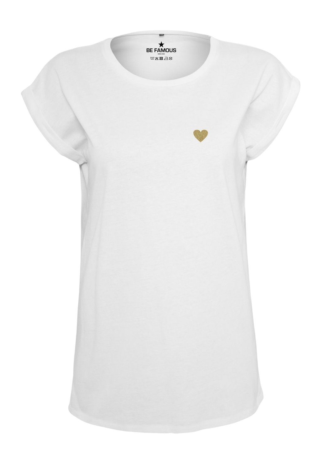 Футболка базовая CLASSIC ROLL UP HEART Be Famous, цвет shirt white print k gold glitter flower print women 2 pcs shirt