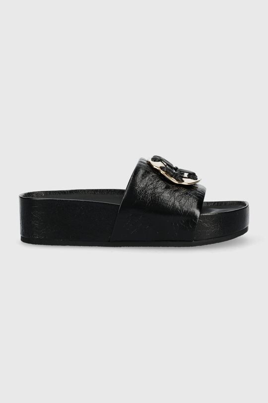 

Плетеные кожаные шлепанцы Tory Burch, черный