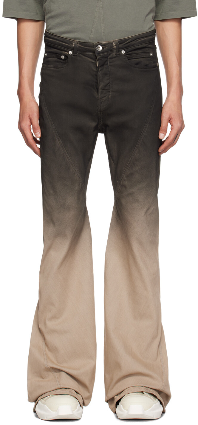 

Черные и кремовые джинсы Bootcut с косой окантовкой Rick Owens DRKSHDW