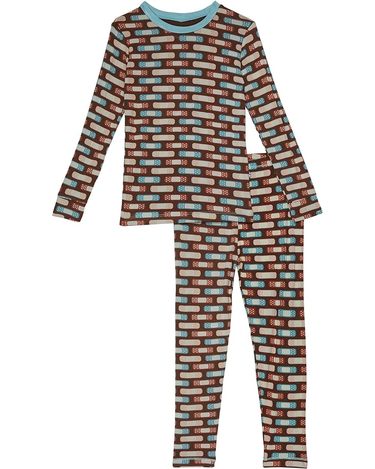 пижамный комплект kickee pants long sleeve pajama set цвет snowy stripe Пижамный комплект Kickee Pants Long Sleeve Pajama Set, цвет Cocoa Boo Boos