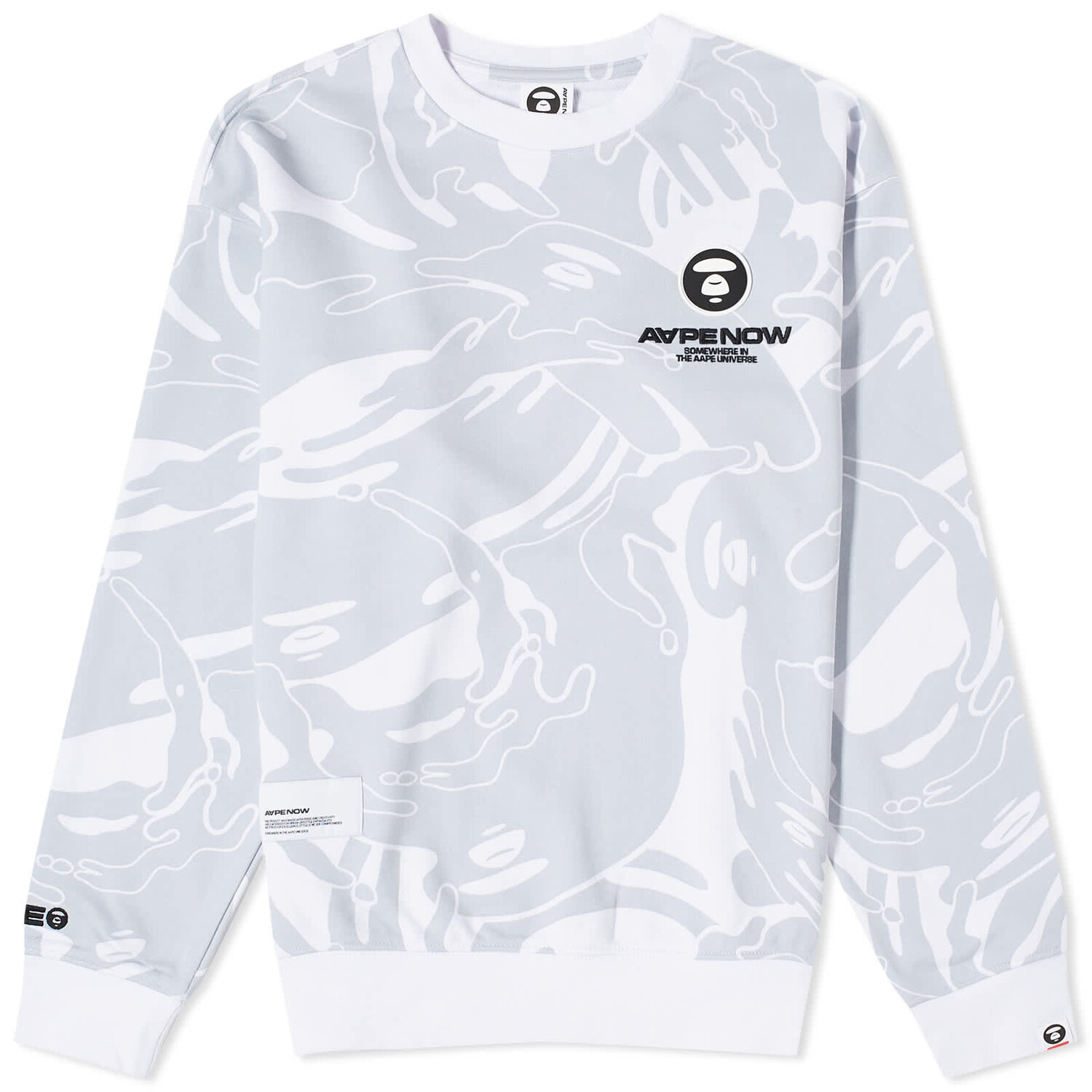 цена Свитшот Aape Now Silicon Badge Camo, цвет White (Multi)