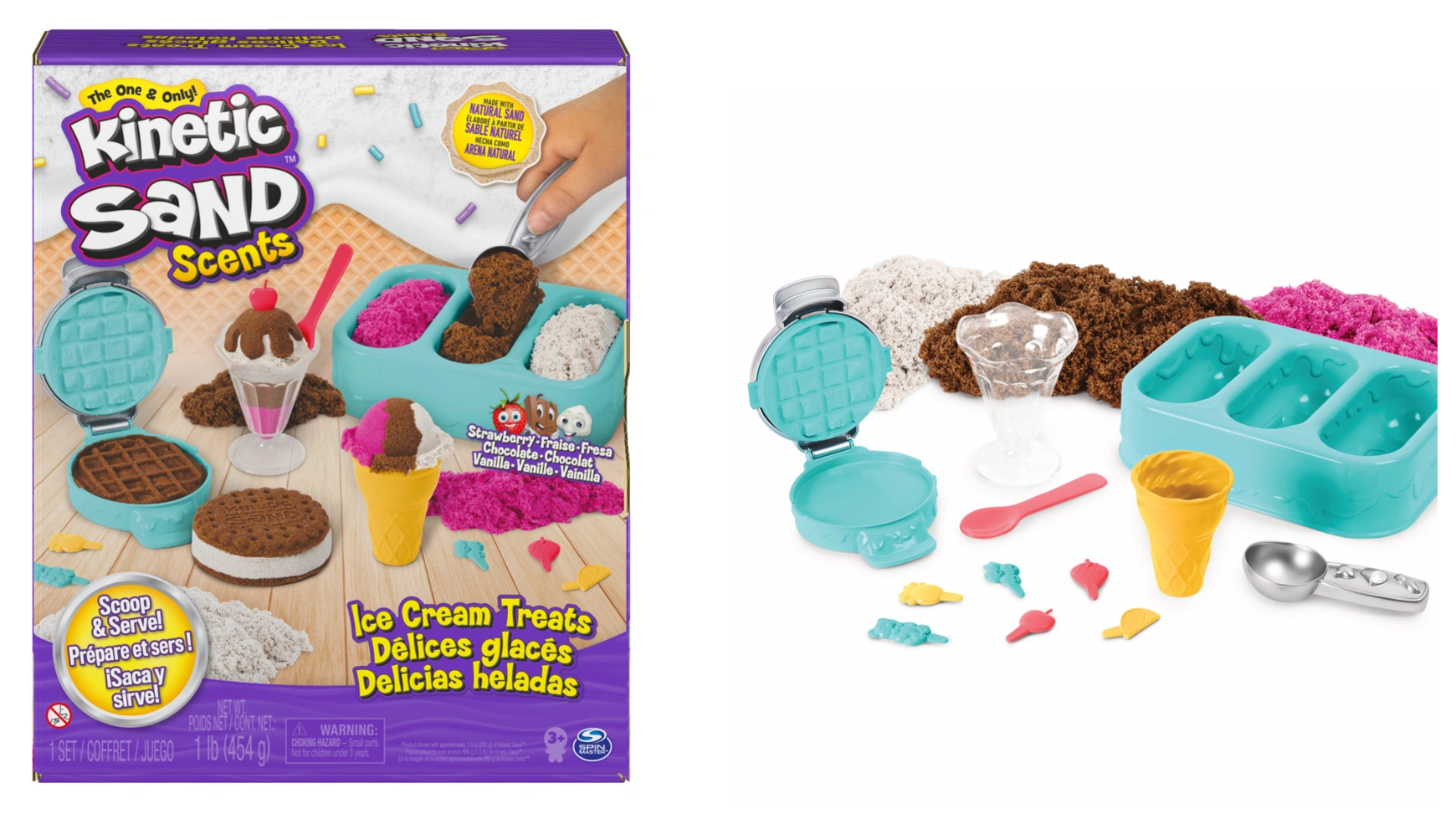 Spin Master Набор мороженого Kinetic Sand с ароматным песком, 510 г набор для шлифовки kinetic sand ultimate состоящий из 907 г кинетического песка и 10 инструментов spin master