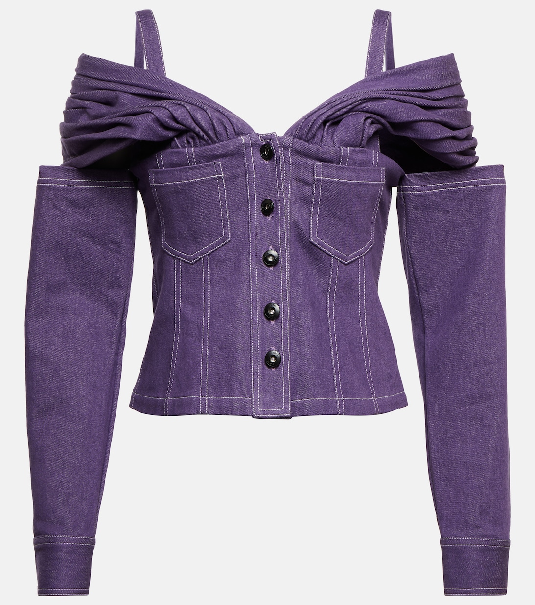 Джинсовая куртка с открытыми плечами DIDU, фиолетовый