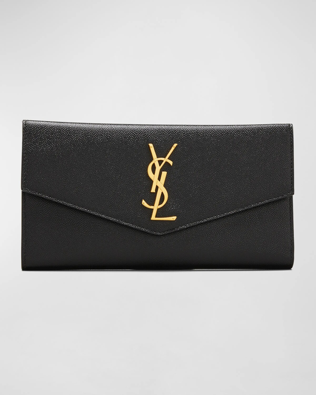

Маленький кошелек YSL Monogram с клапаном-конвертом и карманом на молнии из зерненой кожи Saint Laurent, цвет Black