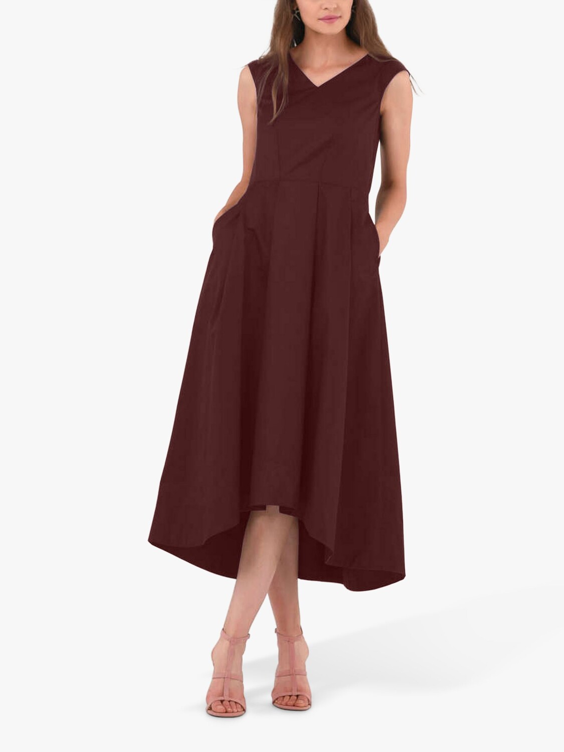 

Плиссированное платье миди с глубоким подолом Closet London, шоколадный