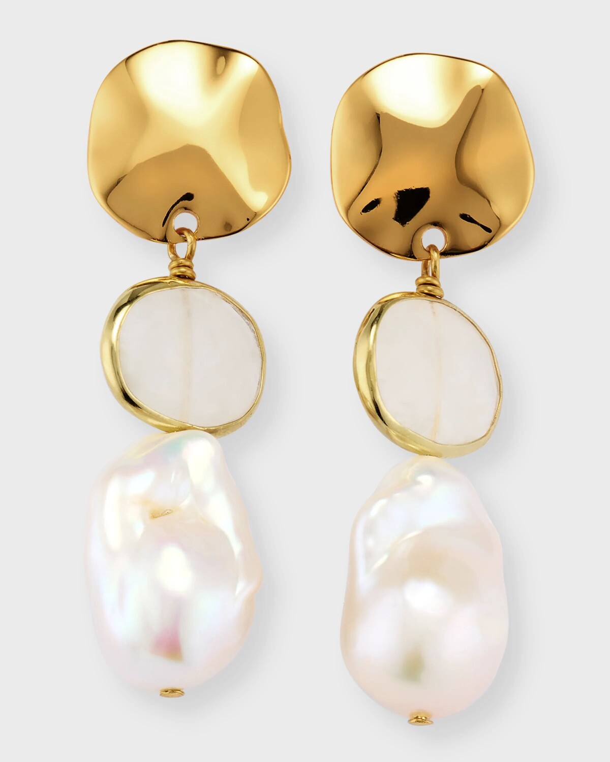 

Серьги-подвески с лунным камнем и барочным жемчугом NEST Jewelry, цвет Pearl