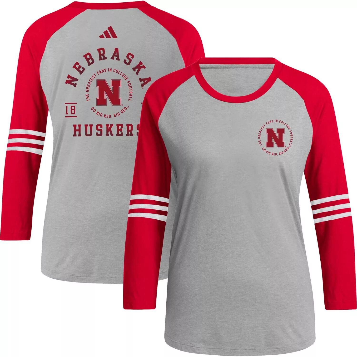 

Женская серая футболка adidas Nebraska Huskers Baseball Raglan с рукавами 3/4 adidas, Серый