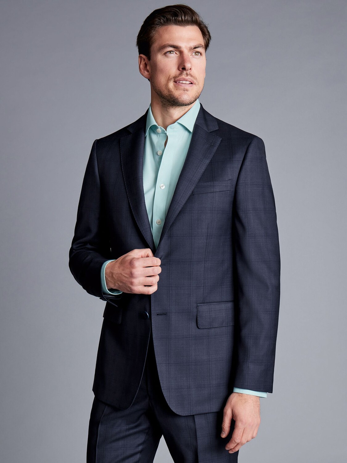 

Пиджак в клетку Slim Fit Ultimate Performance Charles Tyrwhitt, темно-синий