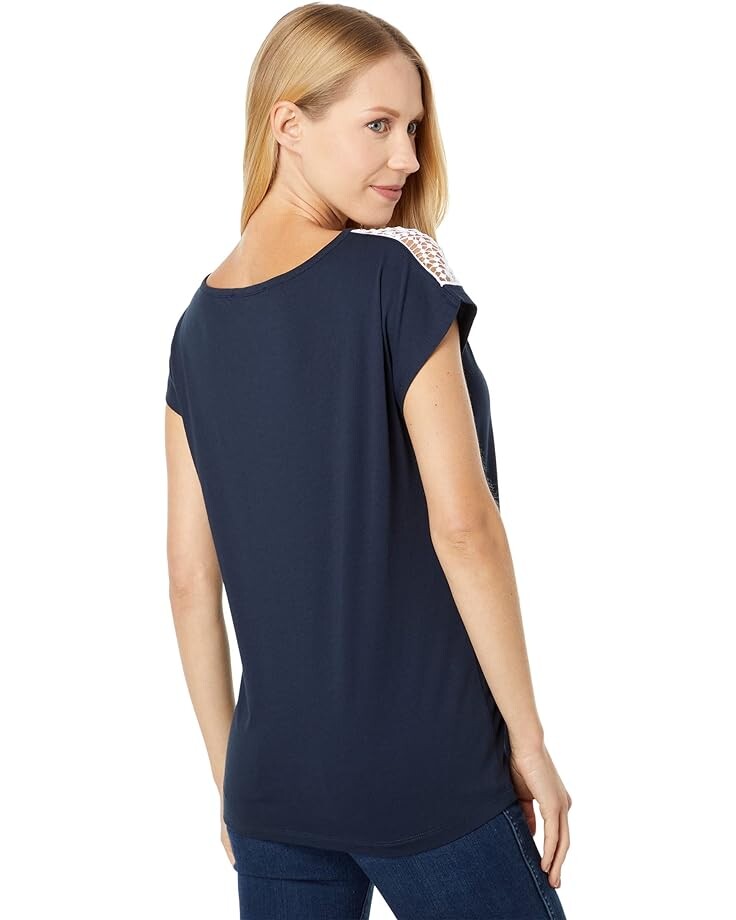 

Футболка Tommy Hilfiger Lace Trim Tee, цвет Sky Captain