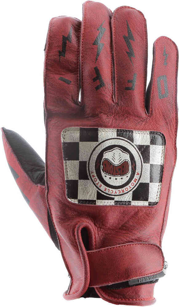 перфорированные мотоциклетные перчатки strada helstons коричневый Мотоциклетные перчатки с логотипом Helstons, красный/черный