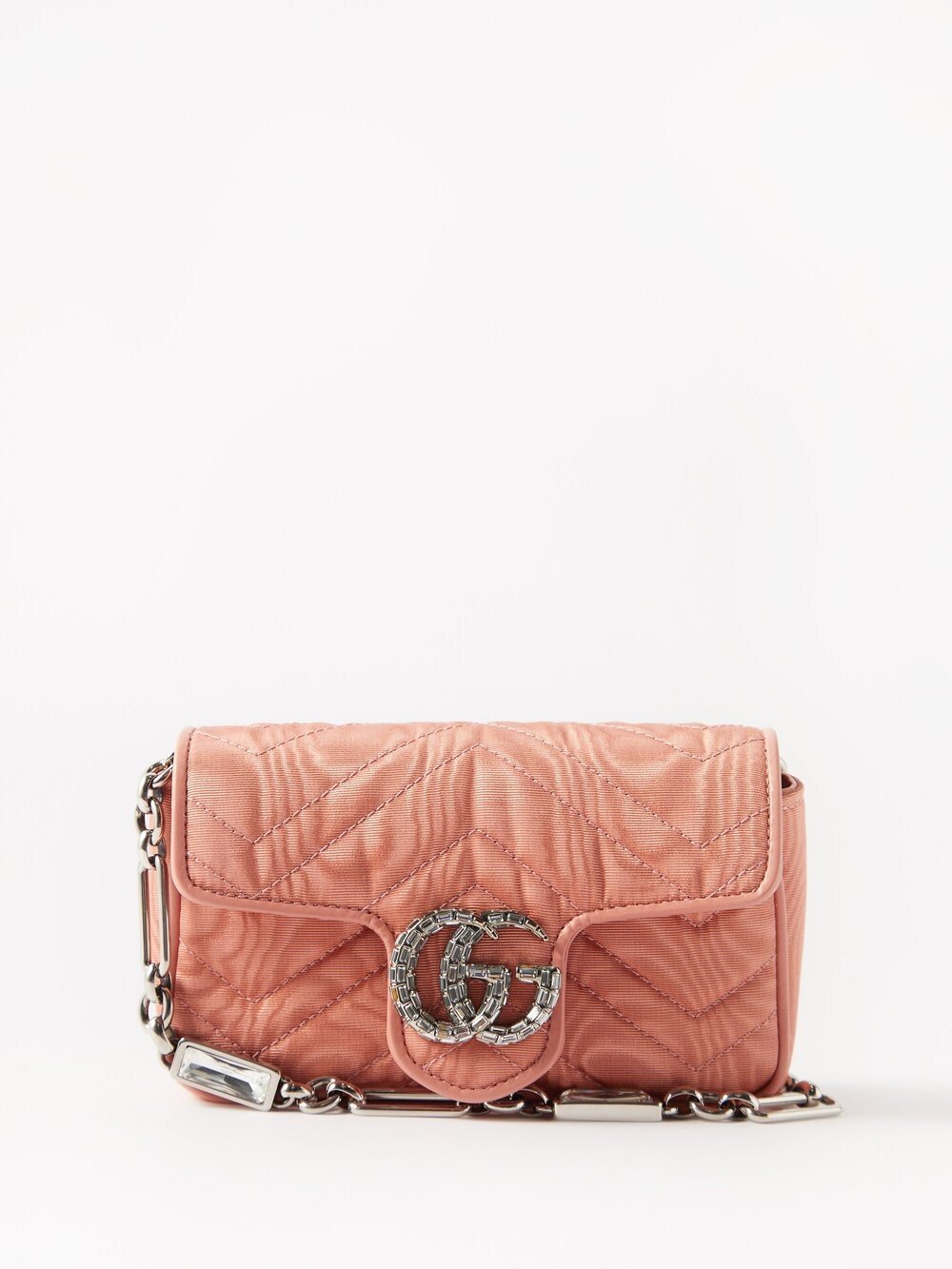 

Поясная сумка marmont с муаровым узором gg и кристаллами Gucci, розовый