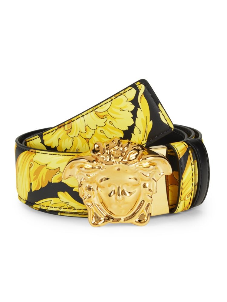 

Двусторонний кожаный ремень с пряжкой Medusa Versace, цвет Yellow Multi