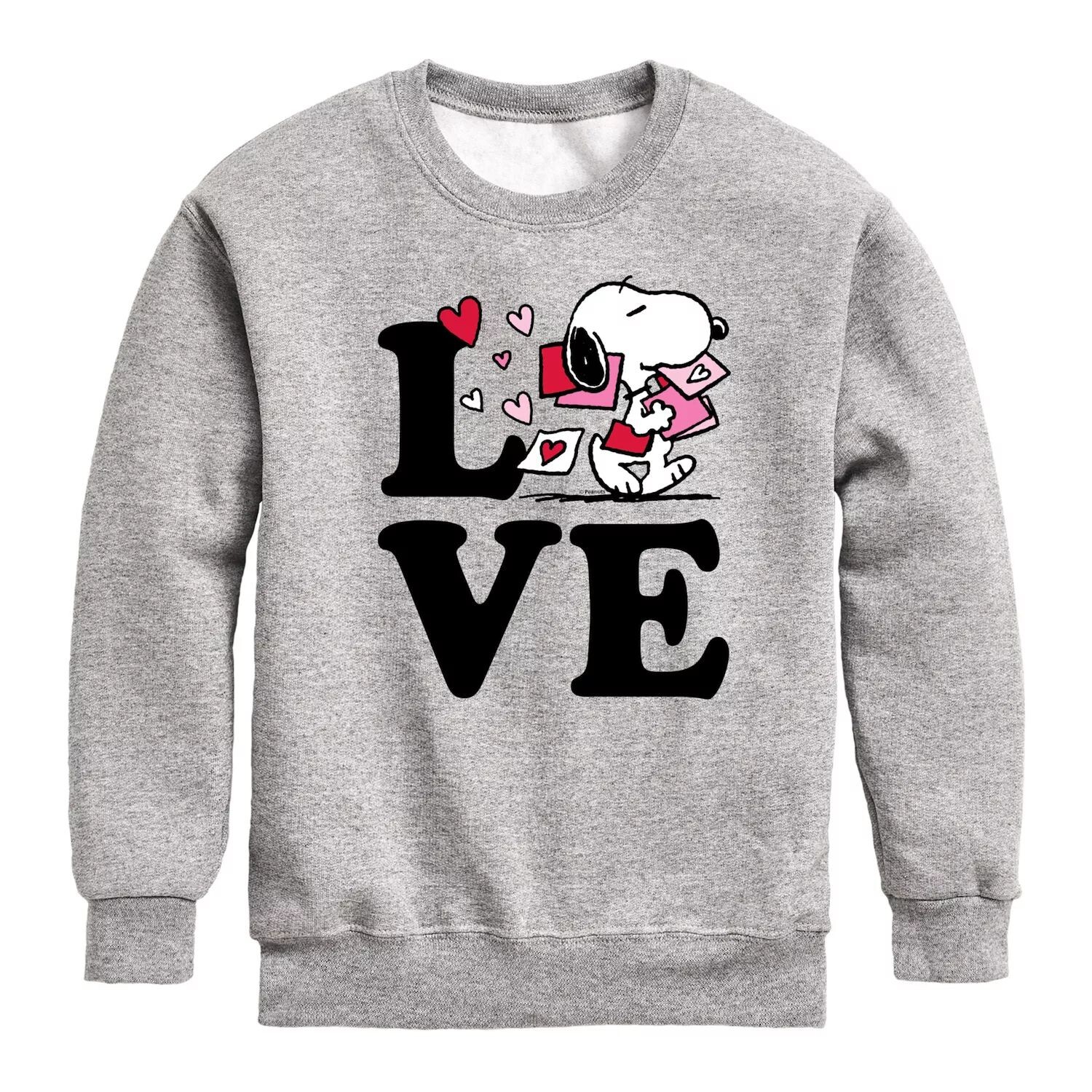 

Флисовый свитшот Peanuts Snoopy Love для мальчиков 8–20 лет Licensed Character, серый