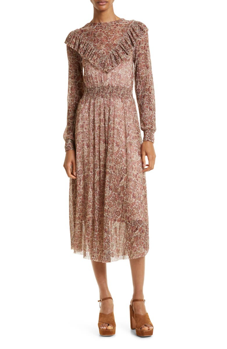 

Платье Debbix с цветочным принтом и длинными рукавами с пышной юбкой TED BAKER LONDON, розовый