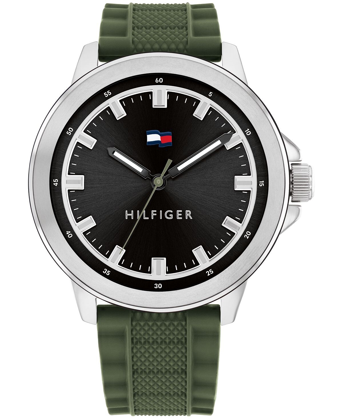 

Мужские часы с зеленым силиконовым ремешком 46 мм Tommy Hilfiger