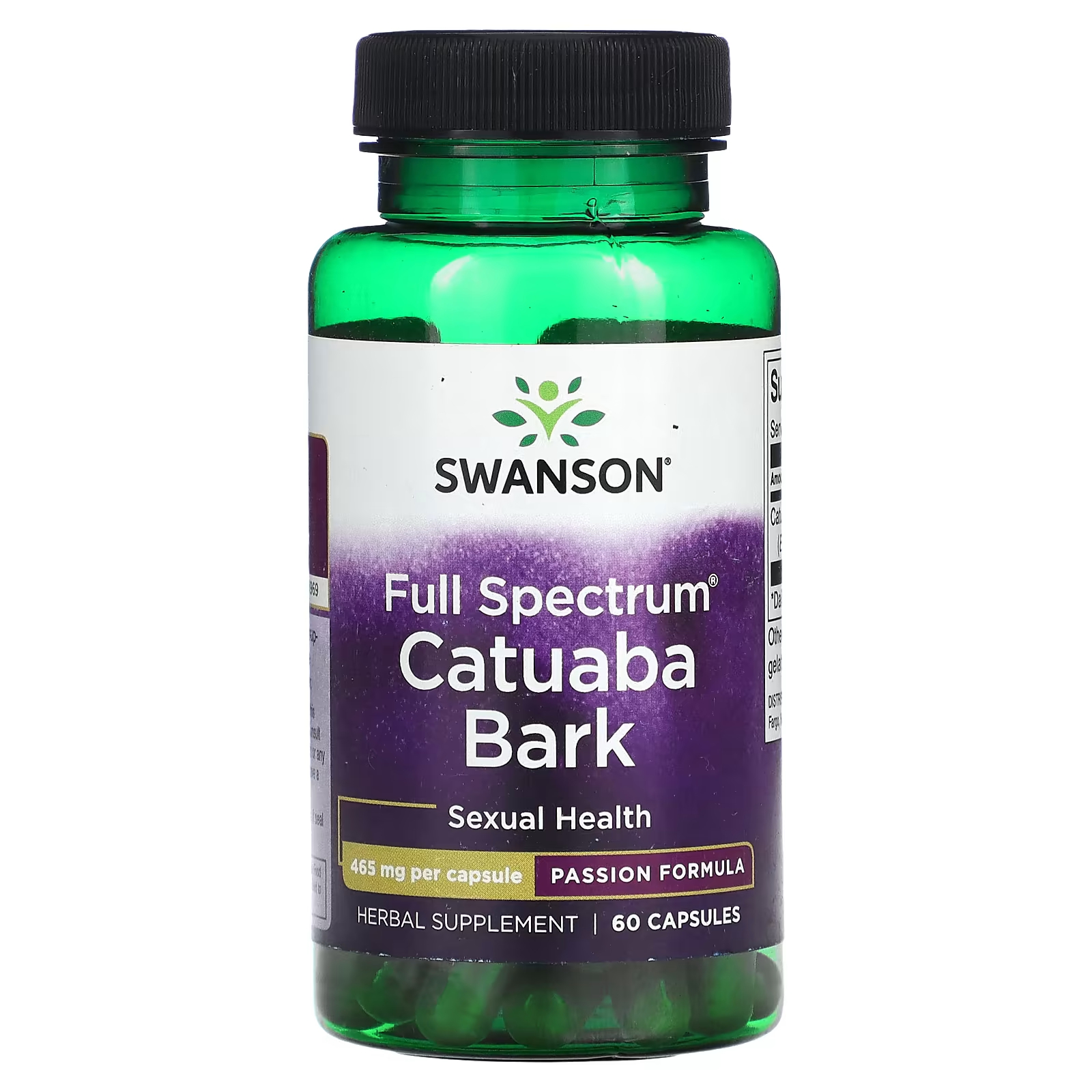 Растительная добавка Swanson Full Spectrum Catuaba Bark 465 мг, 60 капсул swanson full spectrum кора катуабы 465 мг 60 капсул