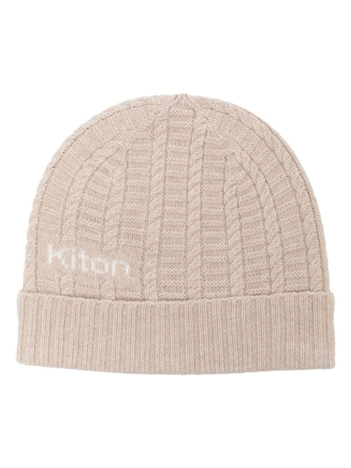 

Kiton шапка-бини из кашемира с логотипом-интарсией, нейтральный цвет