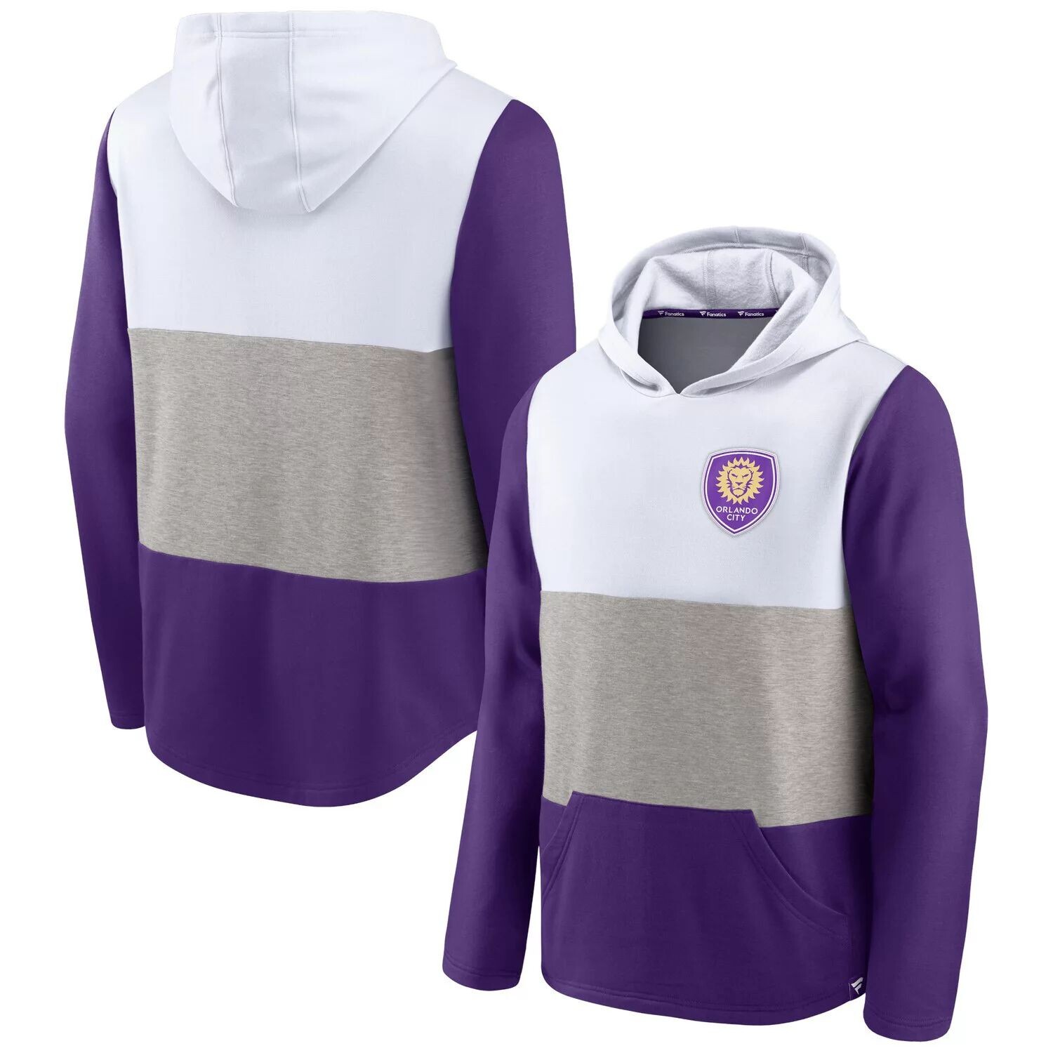 

Мужской пуловер с капюшоном и логотипом Orlando City SC Prep Squad Line белого/фиолетового цвета Fanatics
