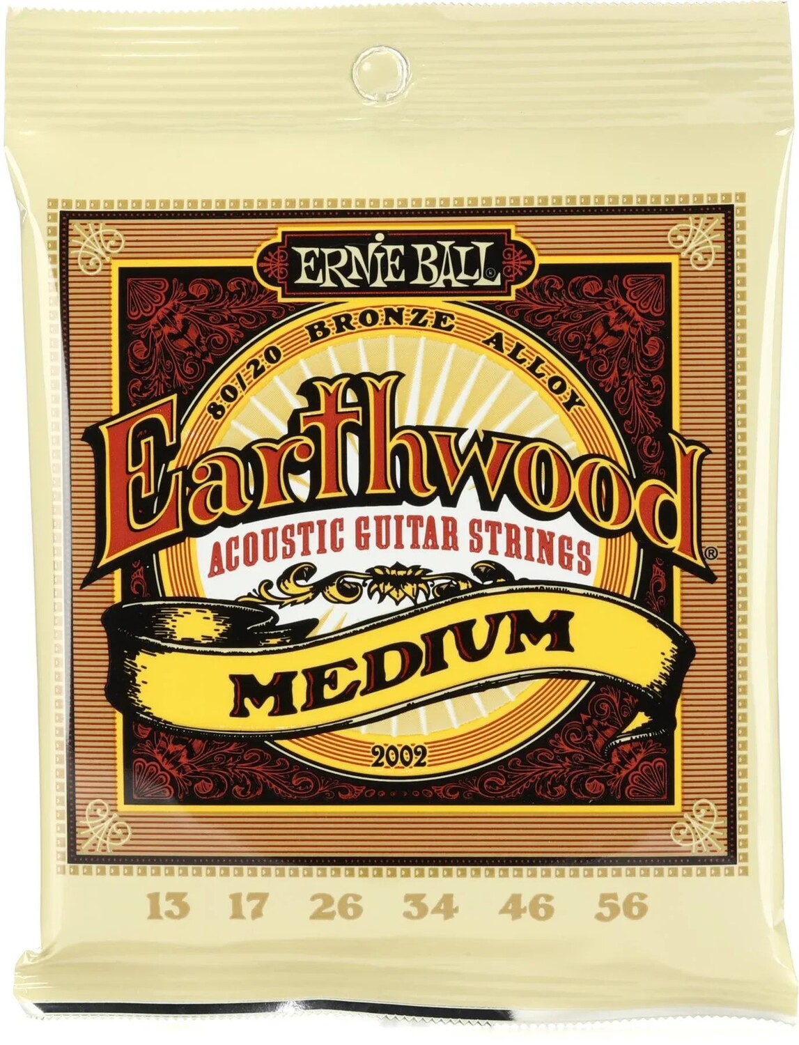

Струны для акустической гитары Ernie Ball 2002 Earthwood 80/20, бронзовые — .013-.056, средние