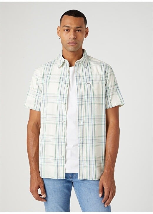 

Синяя мужская рубашка Regular Fit Wrangler